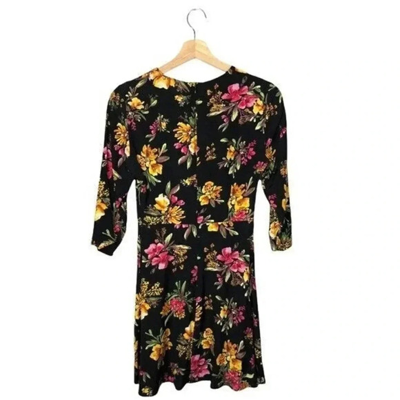 Zara Floral Print Mini 3/4 Sleeve Fit & Flare Dress XS - Picture 4 of 8